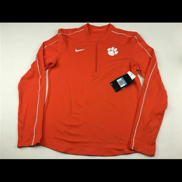 NIKE Womens Clemson Tigers Half Zip LS Top | Orange | Medium | AQ3546 | NWT - Picture 6 of 8